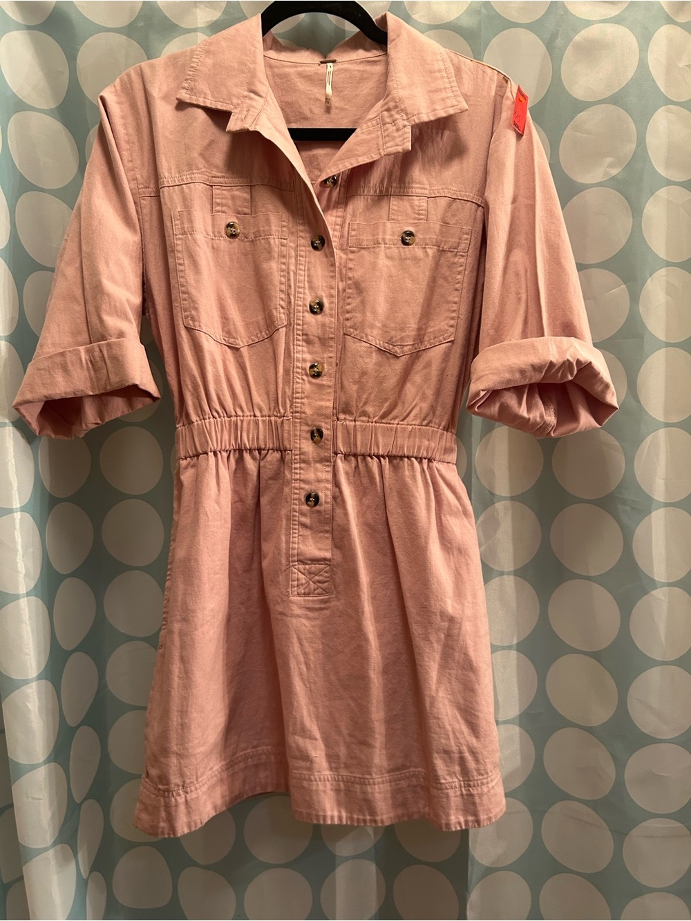 Free People Blush Pink Button-Front Shirt Dress